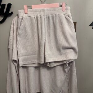 Zenana Outfitters Cream Ribbed Set